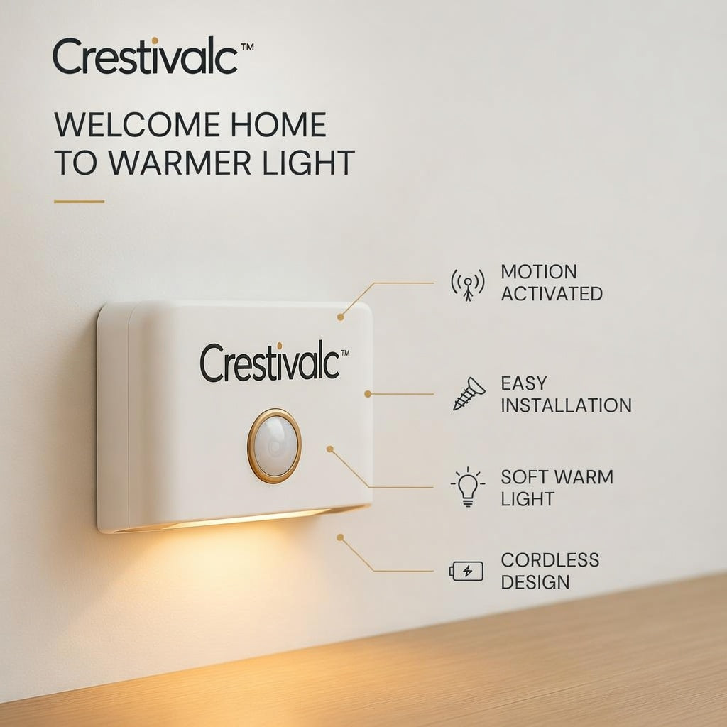 Crestivalc™ Motion Sensor Wall Night Light | Cordless Warm LED Guide Light