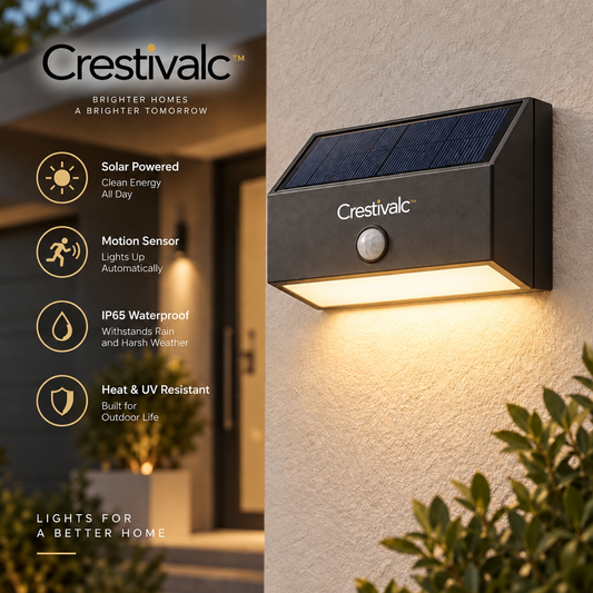 Crestivalic™ Solar Outdoor Wall Light | Automatic Dusk-to-Dawn Weather-Resistant LED Sconce