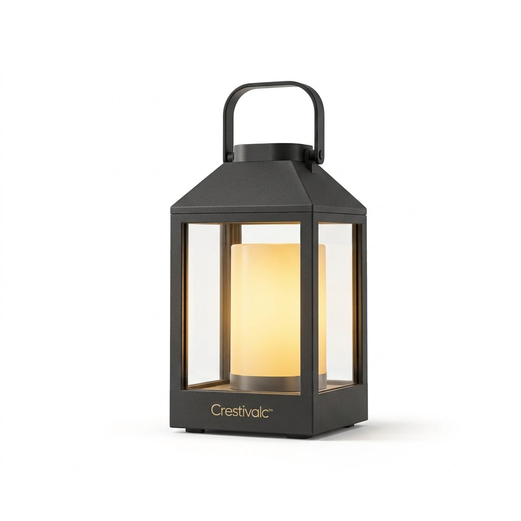 Crestivalc™ Solar Outdoor Lantern | Automatic Dusk-to-Dawn Weather-Ready Warm LED Light
