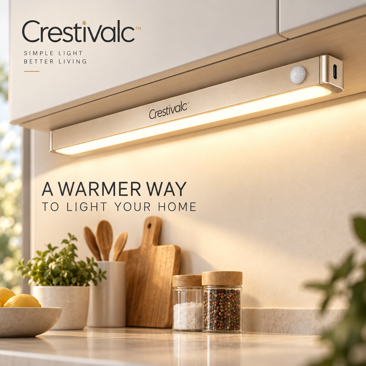 Crestivalc™ Motion Sensor Wall Light | Cordless Warm LED Accent Lamp with Premium Aluminum Body