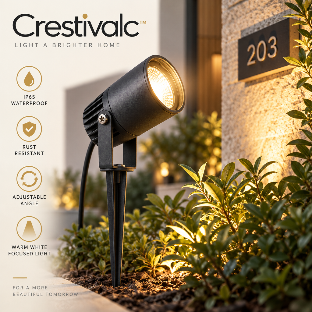Crestivalc™ Solar Landscape Spotlight | Automatic Dusk-to-Dawn Outdoor Garden Accent Ligh
