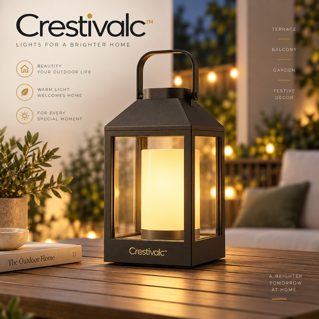 Crestivalc™ Solar Outdoor Lantern | Automatic Dusk-to-Dawn Weather-Ready Warm LED Light