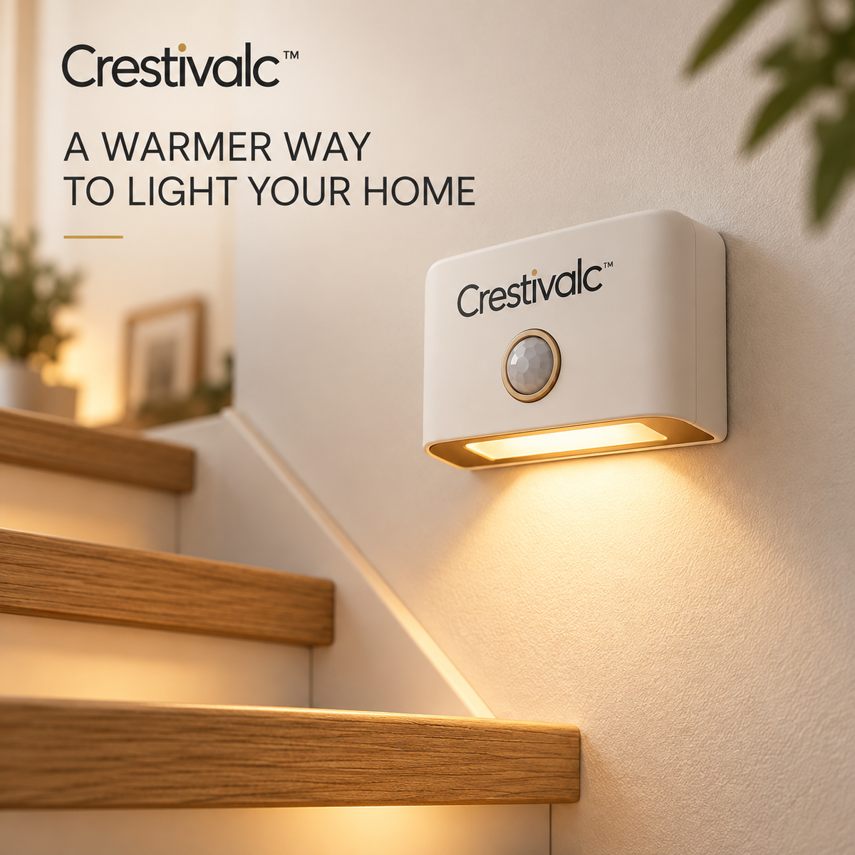 Crestivalc™ Motion Sensor Wall Night Light | Cordless Warm LED Guide Light
