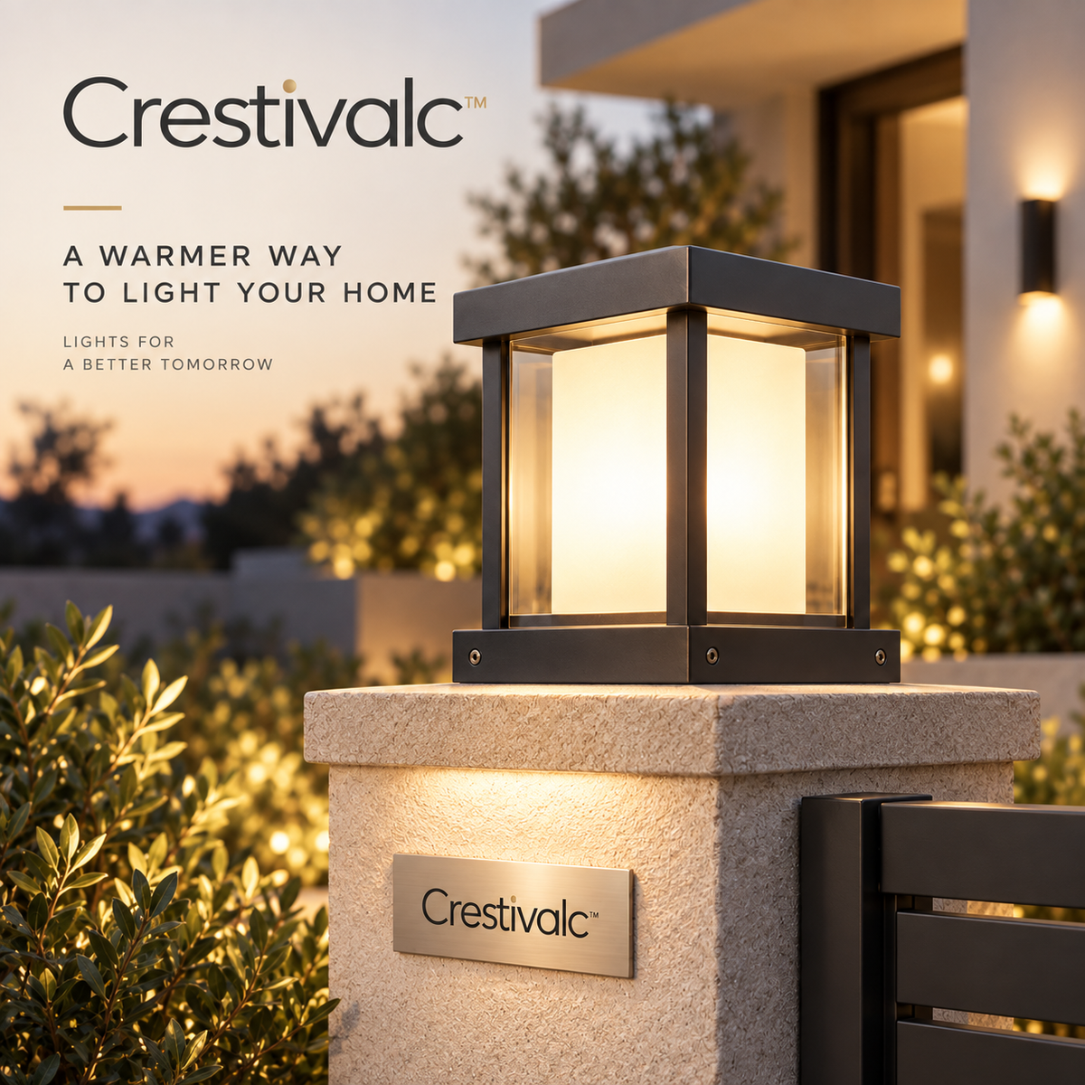 Crestivalc™ Solar Outdoor Post Light | Automatic Dusk-to-Dawn Weather-Ready LED Pillar Lamp