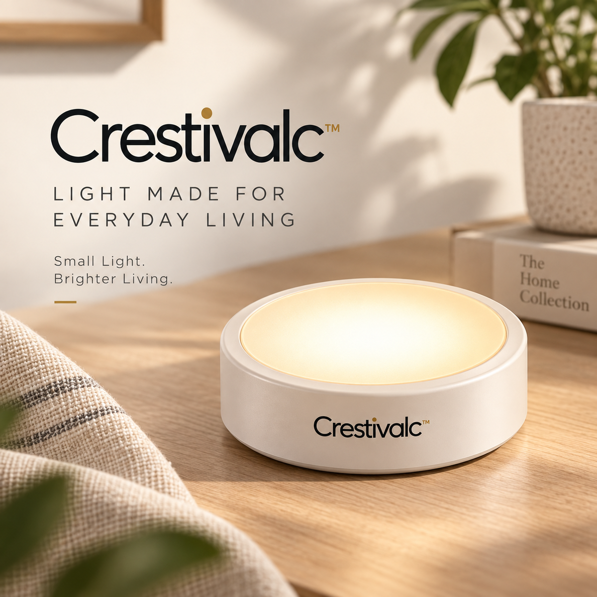 Crestivalc™ Rechargeable Touch Ambient Lamp | Cordless 2700K Warm LED Bedside Light