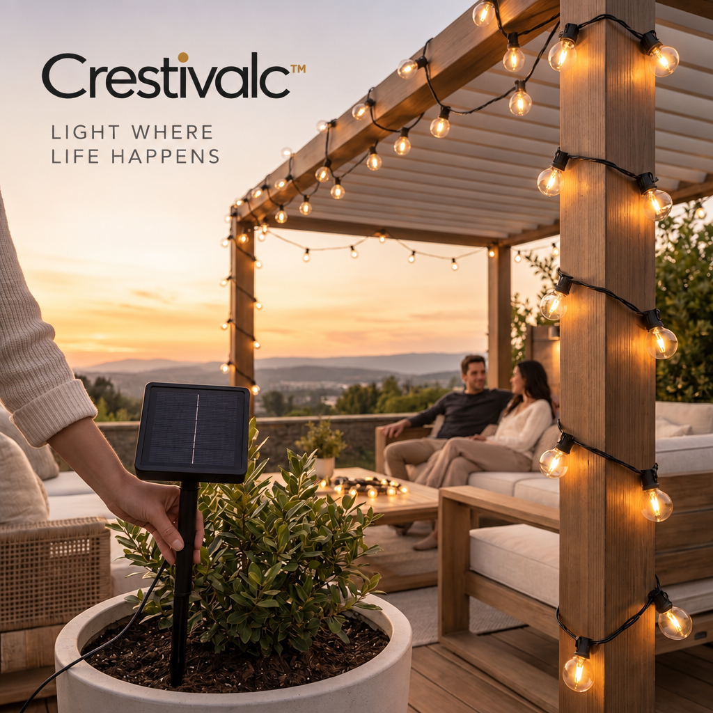 Crestivalc™ Solar String Light Panel | Weather-Ready Outdoor Solar Power Module for Garden & Patio Lighting