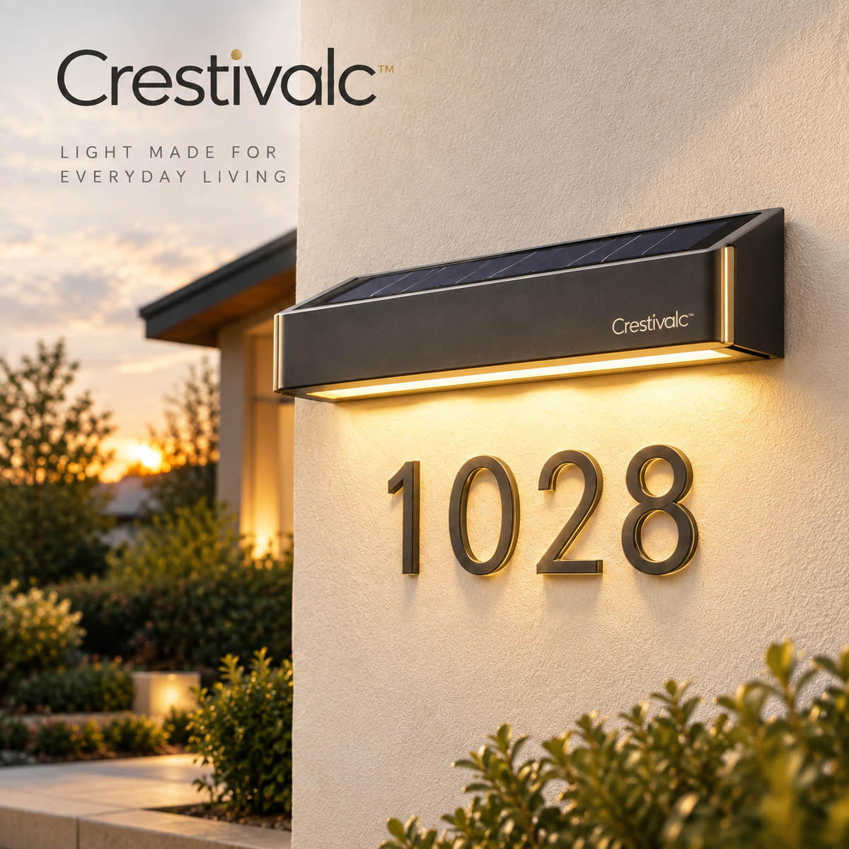 Crestivalc™ Solar Address Light | Automatic Dusk-to-Dawn Outdoor House Number Wall Light