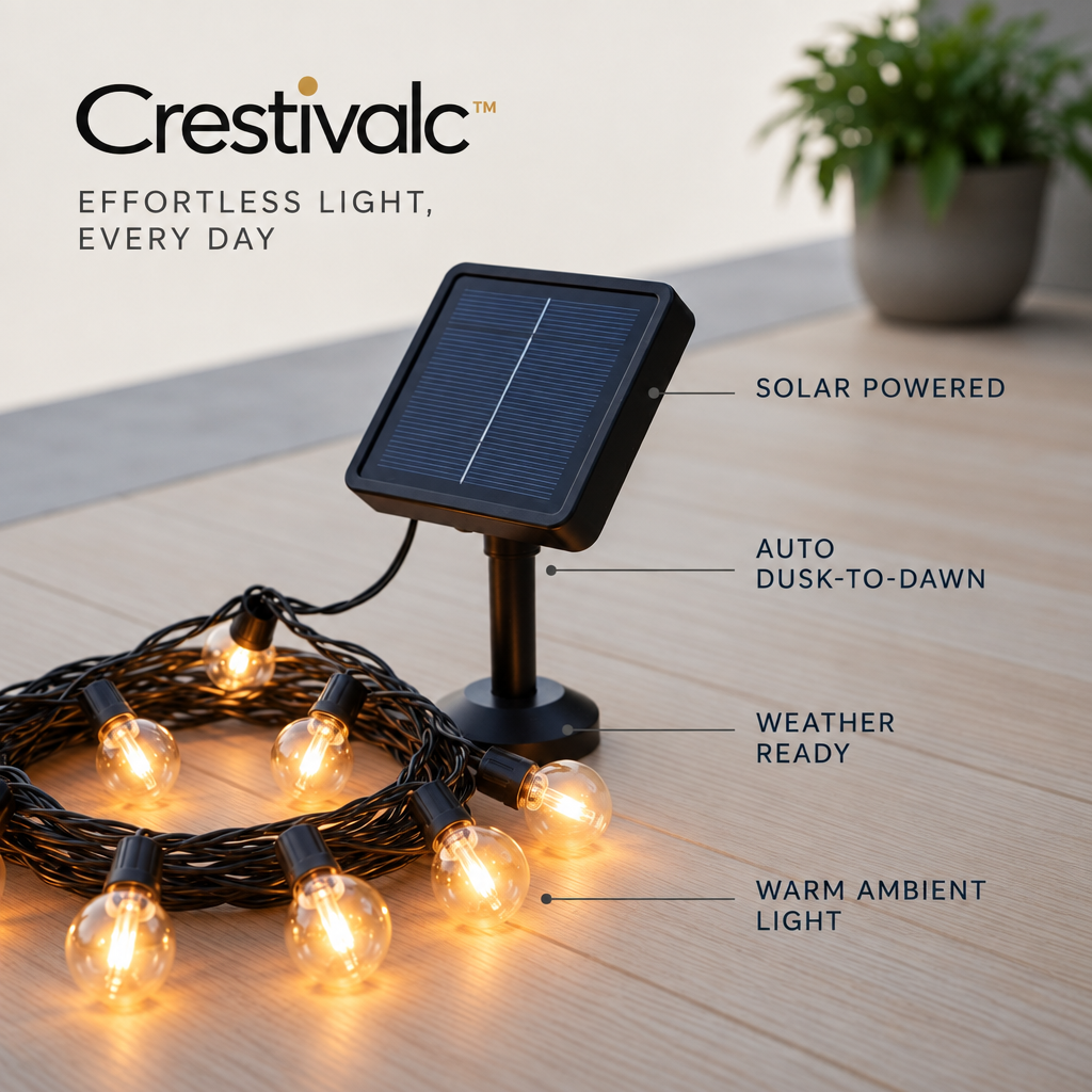 Crestivalc™ Solar String Light Panel | Weather-Ready Outdoor Solar Power Module for Garden & Patio Lighting