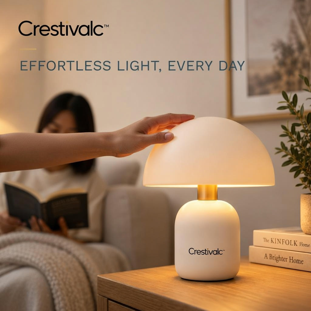 Crestivalc™ Rechargeable Touch Table Lamp | Cordless Warm Ambient Bedside & Accent Light
