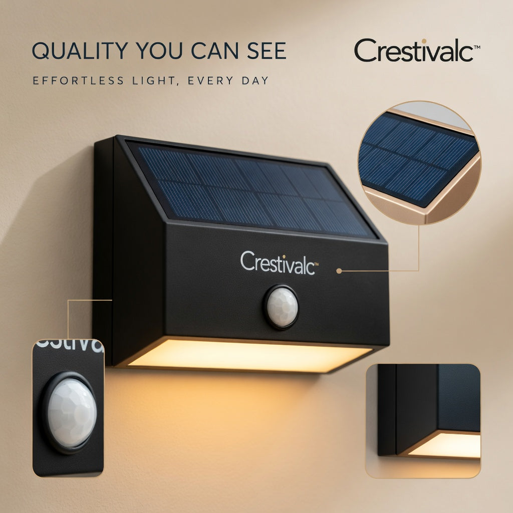 Crestivalic™ Solar Outdoor Wall Light | Automatic Dusk-to-Dawn Weather-Resistant LED Sconce