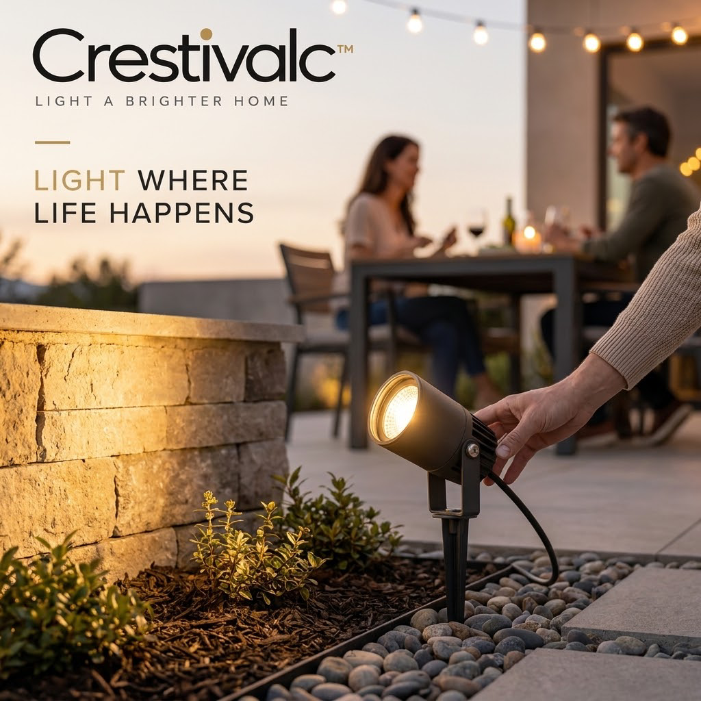 Crestivalc™ Solar Landscape Spotlight | Automatic Dusk-to-Dawn Outdoor Garden Accent Ligh