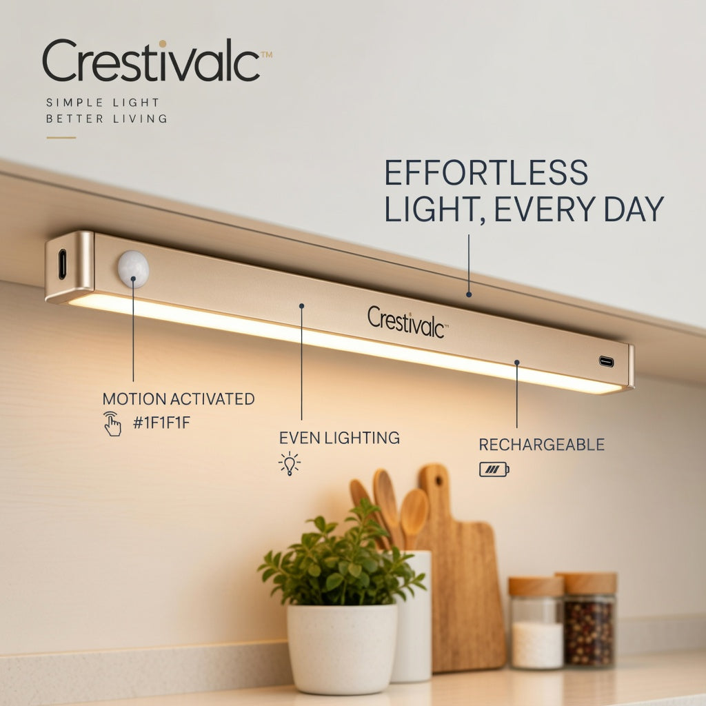 Crestivalc™ Motion Sensor Wall Light | Cordless Warm LED Accent Lamp with Premium Aluminum Body